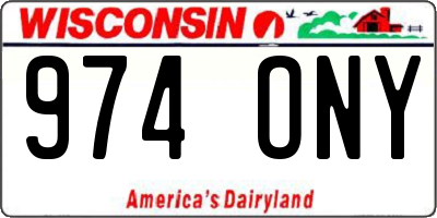 WI license plate 974ONY