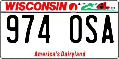 WI license plate 974OSA