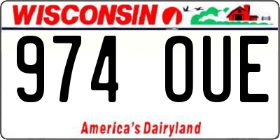 WI license plate 974OUE