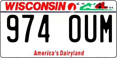 WI license plate 974OUM