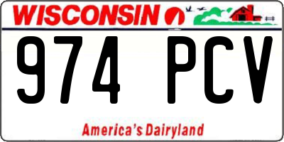 WI license plate 974PCV