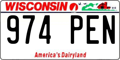 WI license plate 974PEN