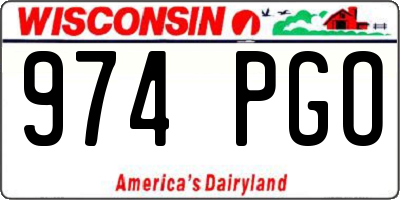 WI license plate 974PGO
