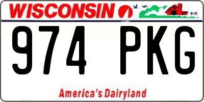 WI license plate 974PKG