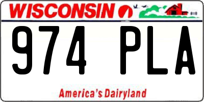 WI license plate 974PLA