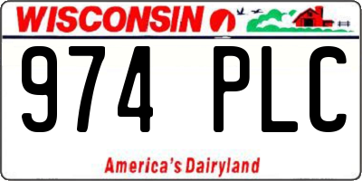 WI license plate 974PLC