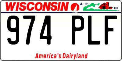 WI license plate 974PLF