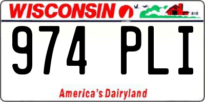WI license plate 974PLI