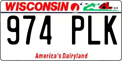WI license plate 974PLK