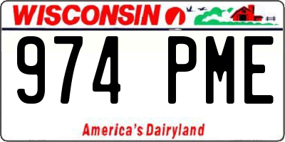 WI license plate 974PME