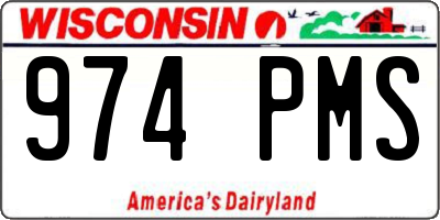 WI license plate 974PMS