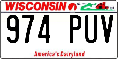 WI license plate 974PUV
