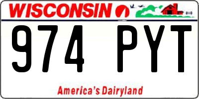 WI license plate 974PYT