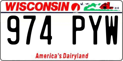 WI license plate 974PYW
