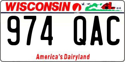 WI license plate 974QAC