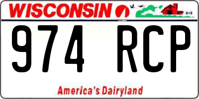 WI license plate 974RCP