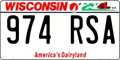 WI license plate 974RSA