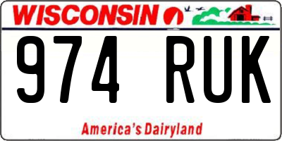 WI license plate 974RUK