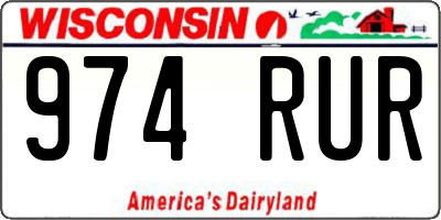 WI license plate 974RUR