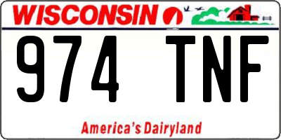 WI license plate 974TNF
