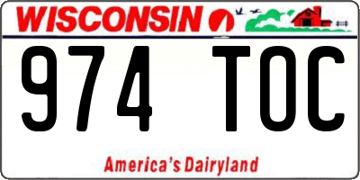 WI license plate 974TOC