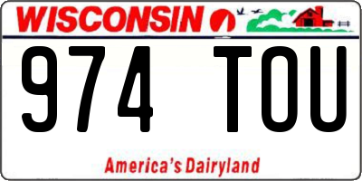 WI license plate 974TOU