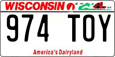 WI license plate 974TOY