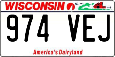 WI license plate 974VEJ