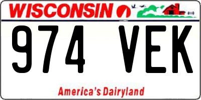 WI license plate 974VEK