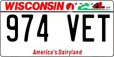WI license plate 974VET
