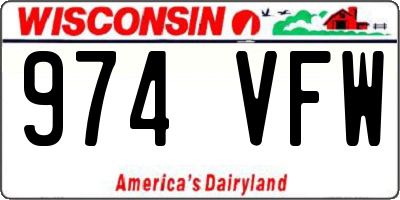 WI license plate 974VFW