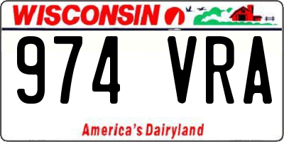 WI license plate 974VRA