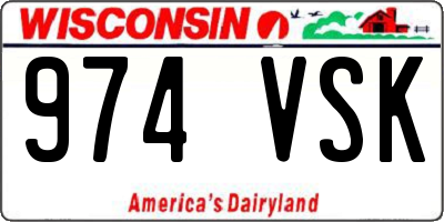WI license plate 974VSK