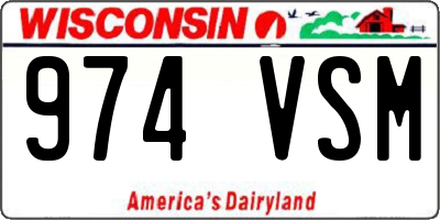 WI license plate 974VSM