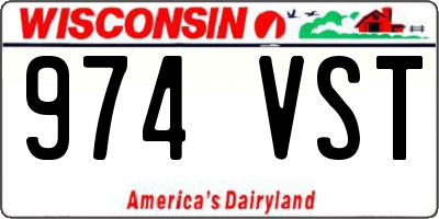 WI license plate 974VST