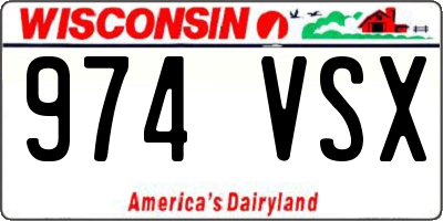 WI license plate 974VSX