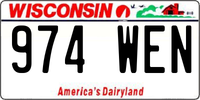 WI license plate 974WEN