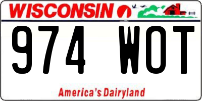 WI license plate 974WOT