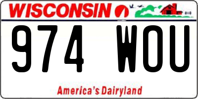 WI license plate 974WOU