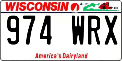WI license plate 974WRX