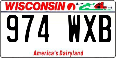WI license plate 974WXB