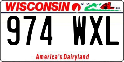 WI license plate 974WXL