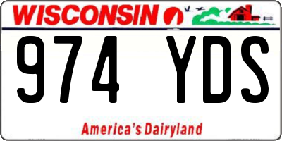 WI license plate 974YDS