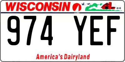 WI license plate 974YEF