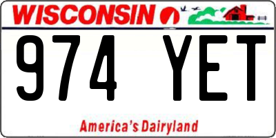 WI license plate 974YET