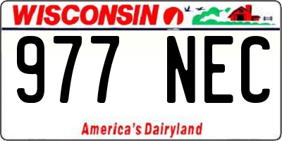 WI license plate 977NEC