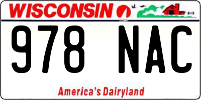 WI license plate 978NAC