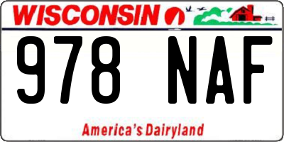 WI license plate 978NAF