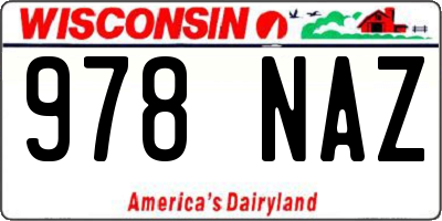 WI license plate 978NAZ