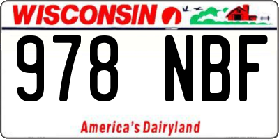 WI license plate 978NBF